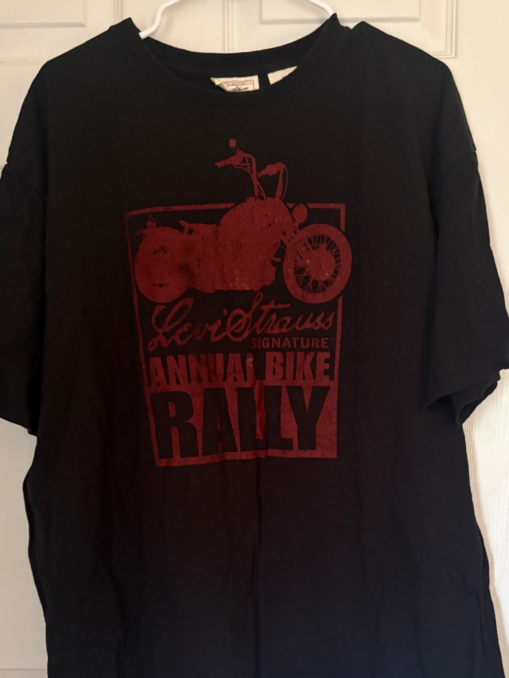 Levi's Black Tee with Red Motorcycle Rally Graphic